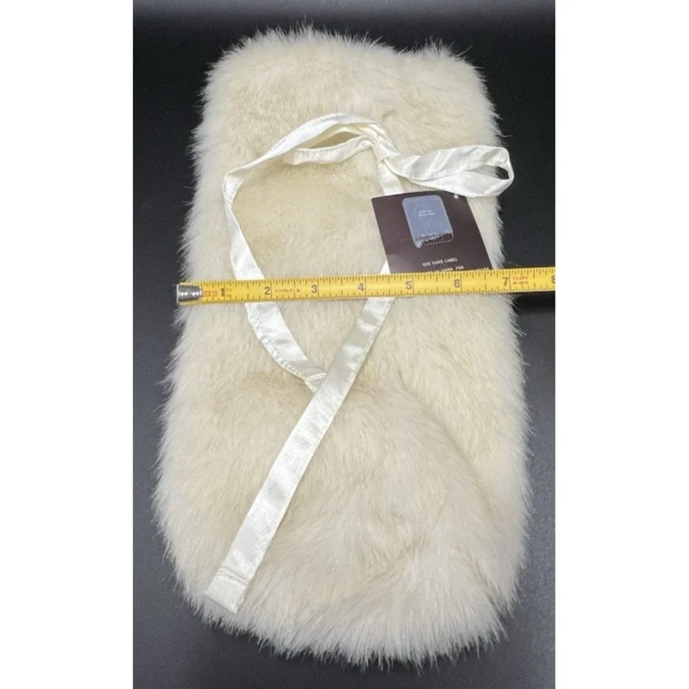 Pottery Barn  Faux Fur Wine Bag Holder Liquor Sleeve Cream 13